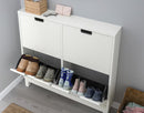 STÄLL Shoe cabinet with 4 compartments, white, 96x17x90 cm