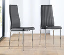 Leon Dining Chair, Grey Premium Faux Leather & Chrome x 4