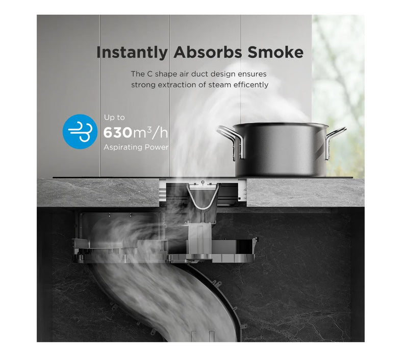 Midea MIH740Y078B Electric Induction Extractor Hob - Black