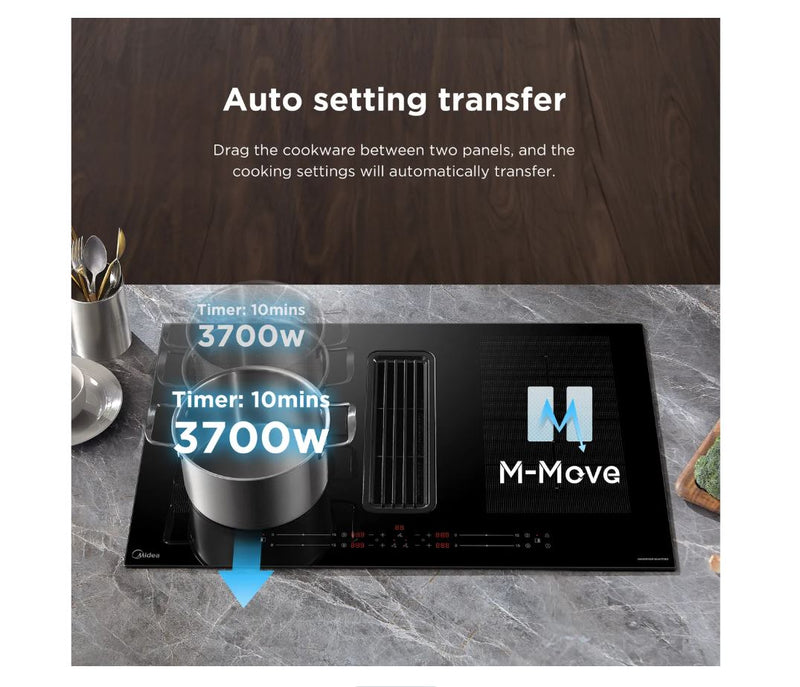 Midea MIH740Y078B Electric Induction Extractor Hob - Black