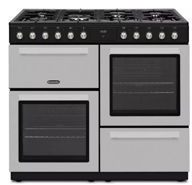 MONTPELLIER MDFRC100X 39 inch Dual Fuel Range Cooker - Inox & Chrome - 7 gas burners