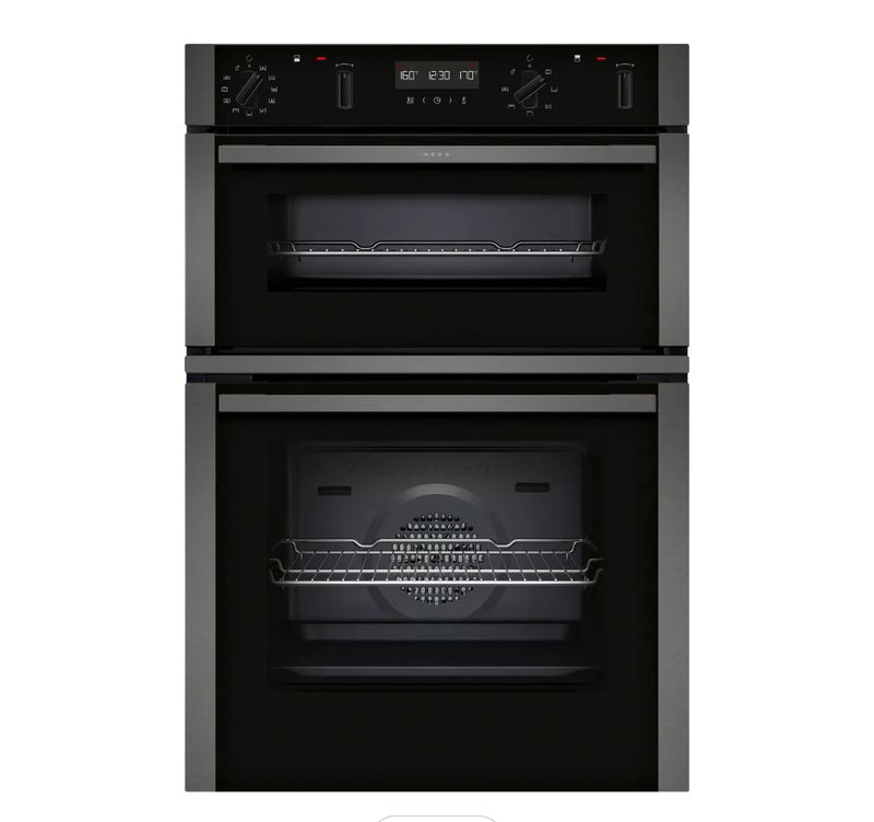 NEFF N50 U2ACH7AG7B Built In WiFi Connected Electric Double Oven with Pyrolytic Cleaning - Graphite