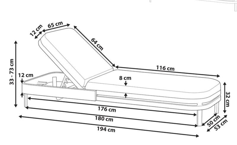 NETTUNO Luxury Sun Lounger with Cushion : Metal Light Beige
