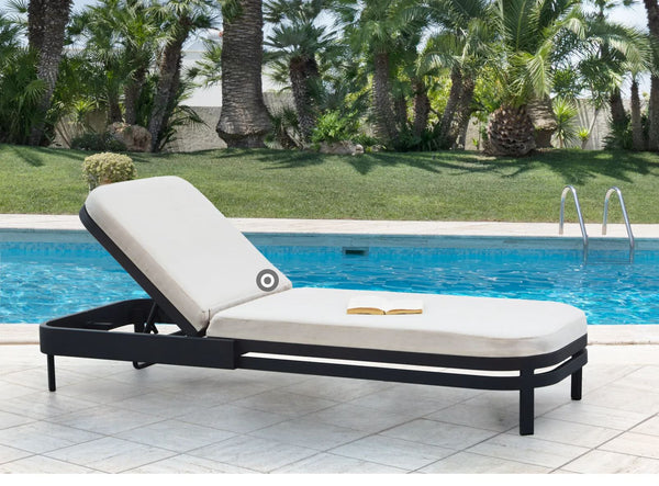 NETTUNO Luxury Sun Lounger with Cushion : Metal Light Beige