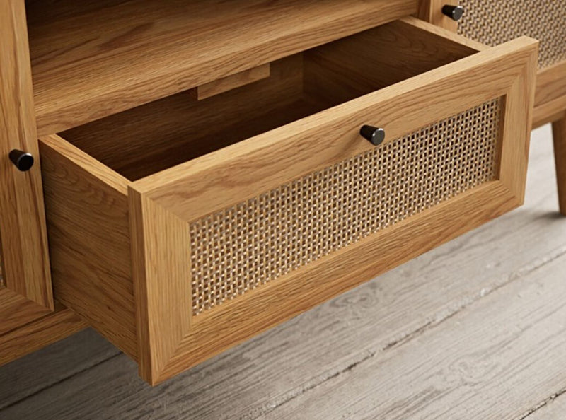 Oak Rattan TV Cabinet