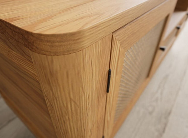 Oak Rattan TV Cabinet