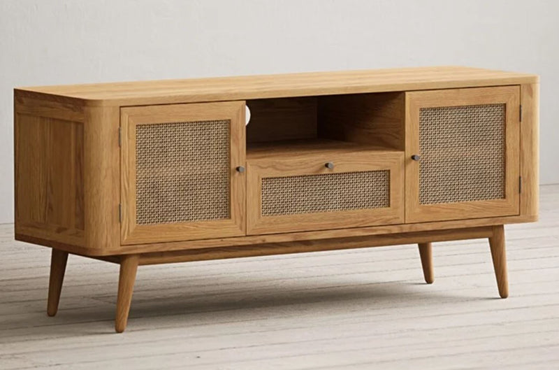 Oak Rattan TV Cabinet