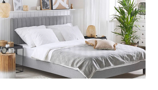 POITIERS Bed Fabric 180 x 200 cm ( King) Light Grey