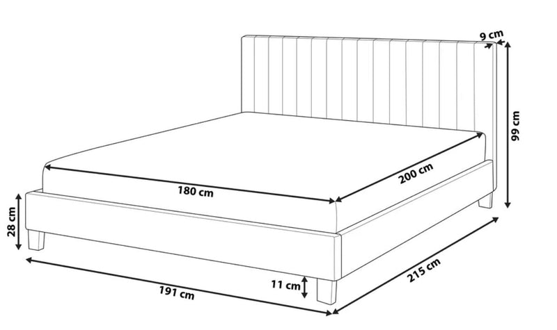POITIERS Bed Fabric 180 x 200 cm ( King) Light Grey