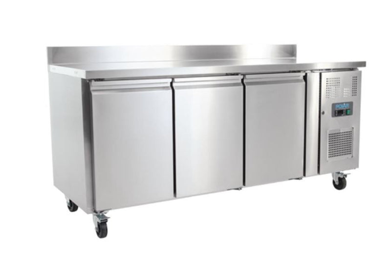 Polar U-Series Triple Door Counter Commercial Fridge with Upstand : 417Ltr