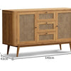 Oak Rattan Large Sideboard