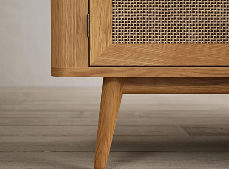 Oak Rattan Large Sideboard