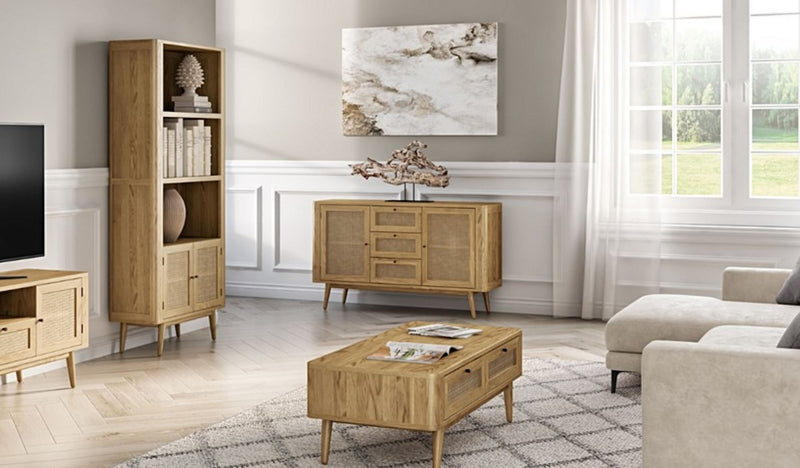 Oak Rattan Large Sideboard