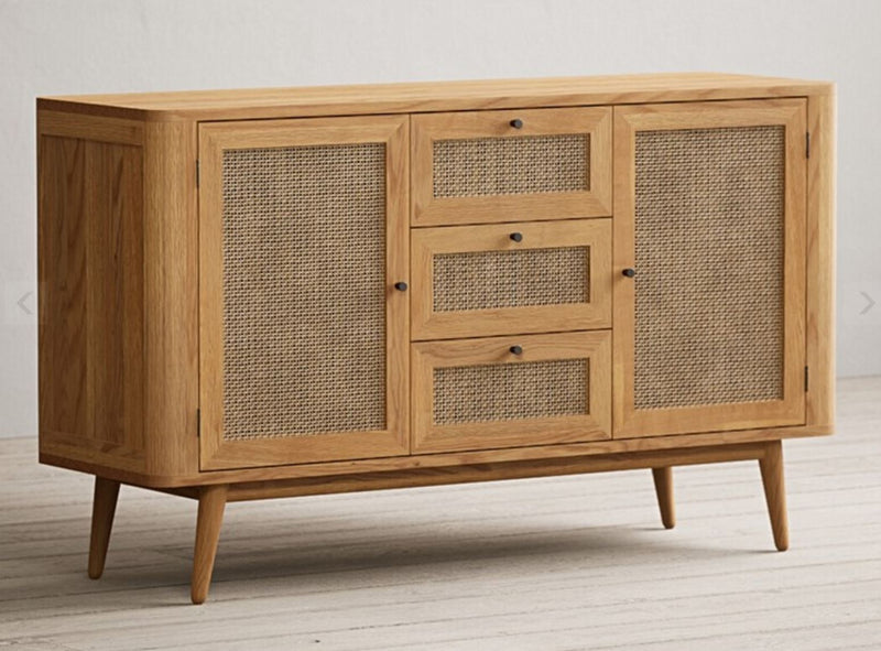 Oak Rattan Large Sideboard