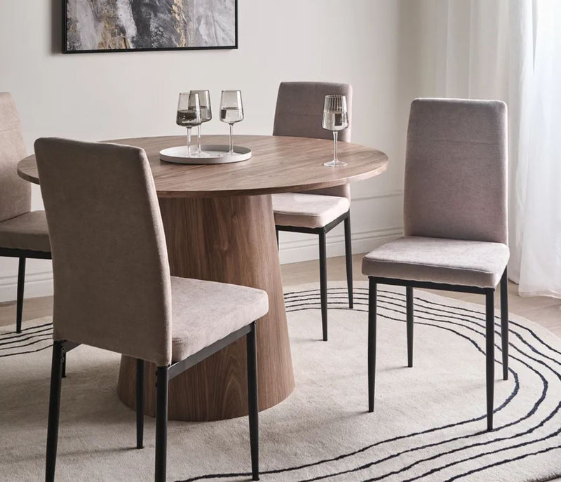 RINER : Set of 4 Dining Chairs Fabric Taupe