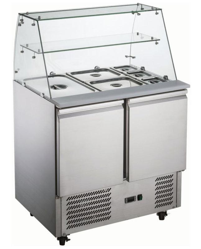 Adexa THS900VG : Saladette Refrigerator with Glass Display : 2 doors