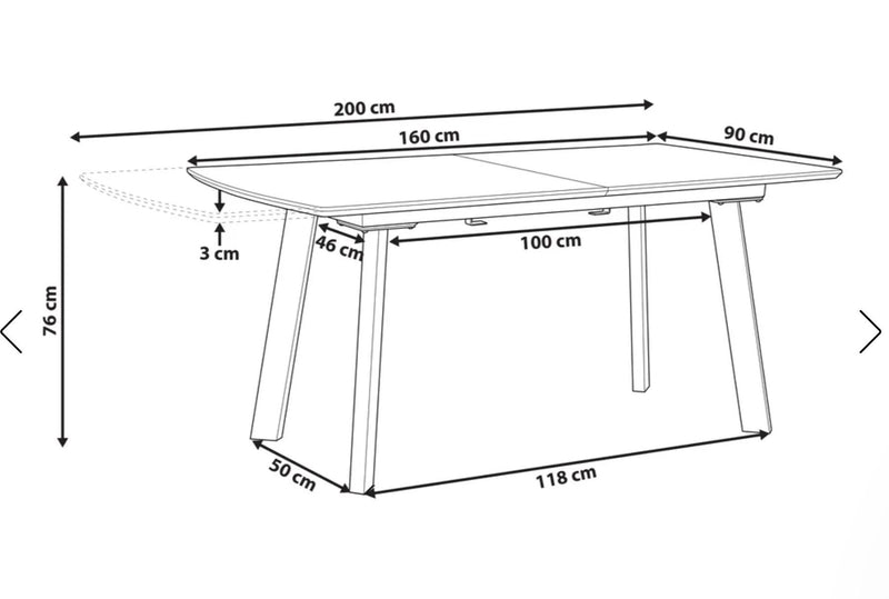 SALVADOR Extending Dining Table : Dark Brown 160/200 cm 90 cm