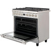 Smeg Portofino CPF9GPX 90cm wide Dual Fuel Range Cooker with Gas Hob and Pyrolytic Cleaning - Stainless Steel
