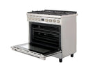Smeg Portofino CPF9GPX 90cm wide Dual Fuel Range Cooker with Gas Hob and Pyrolytic Cleaning - Stainless Steel