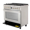 Smeg Portofino CPF9GPX 90cm wide Dual Fuel Range Cooker with Gas Hob and Pyrolytic Cleaning - Stainless Steel