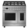 Smeg Portofino CPF92GMX 90cm wide Dual Fuel Range Cooker with Gas Hob - Stainless Steel