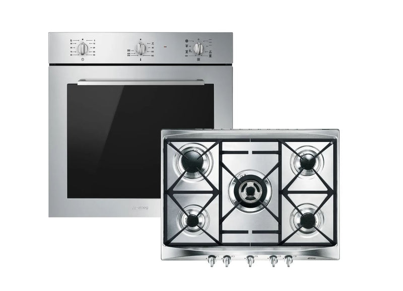 Smeg Cucina AOSF64M3G2 Built In Electric Single Oven and Gas Hob Pack - Stainless Steel