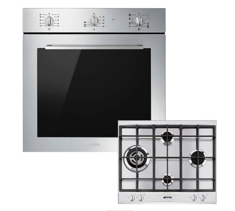 Smeg Cucina AOSF64M3G1 Built In Electric Single Oven and Gas Cook Top - Stainless Steel