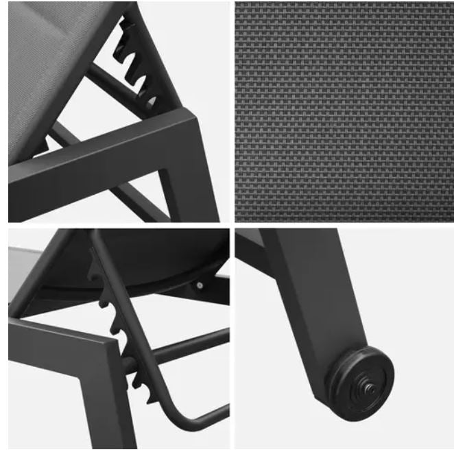 Solis Aluminium Sun Loungers : Grey Pair of 2