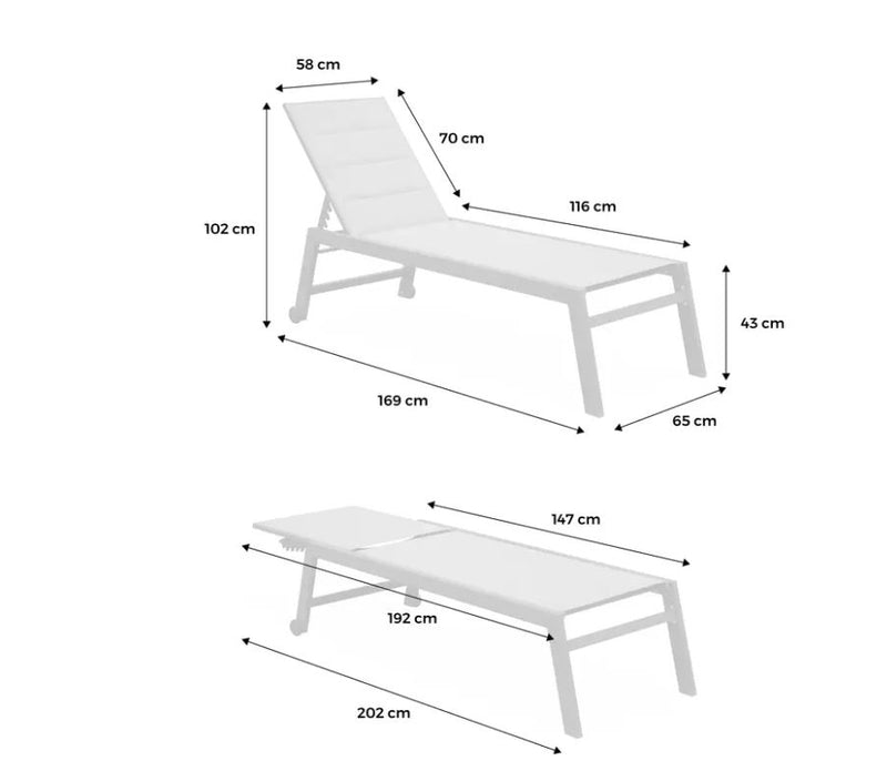 Solis Aluminium Sun Loungers : Grey Pair of 2
