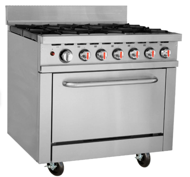 Steelmore HKR-6S 6 Burner Commercial Gas Range Cooker with Oven - 47kW, 920mm Wide, Natural Gas