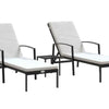 VidaXL Sun Loungers 2 pcs with Table Poly Rattan Black