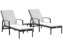 VidaXL Sun Loungers 2 pcs with Table Poly Rattan Black