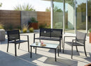 TAVOLETO Metal Dark Grey 4 Seater Garden Lounge Set with Coffee Table