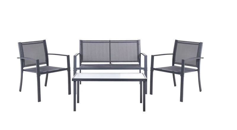 TAVOLETO Metal Dark Grey 4 Seater Garden Lounge Set with Coffee Table