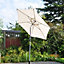 2m Lightweight Cream Aluminium Garden Parasol with Crank Handle & Tilt Mechanism