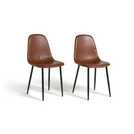 Habitat Beni Pair of Faux Leather Dining Chairs - Tan