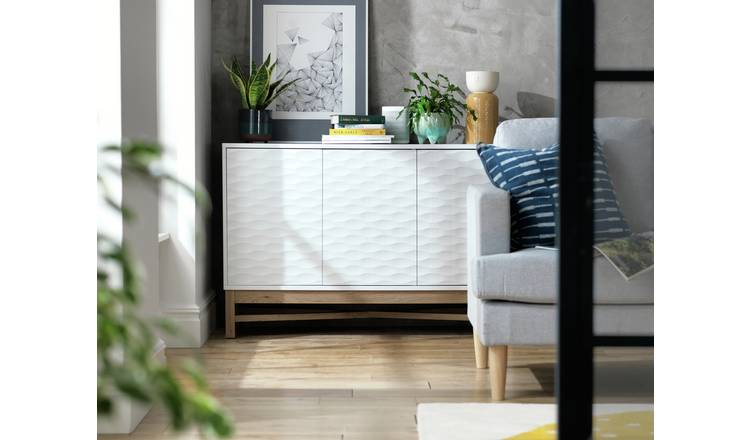 Habitat Zander Textured Large Sideboard -White/Oak Effect