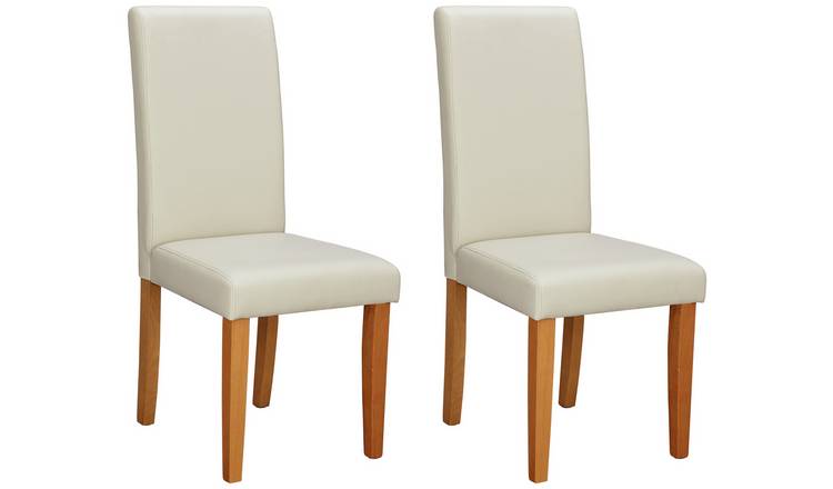 Argos Home Pair of Midback Dining Chairs - Cream