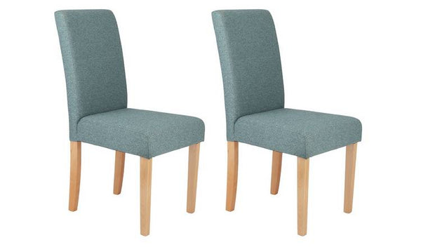 Argos Home Pair of Tweed Mid Back Dining Chairs - Teal