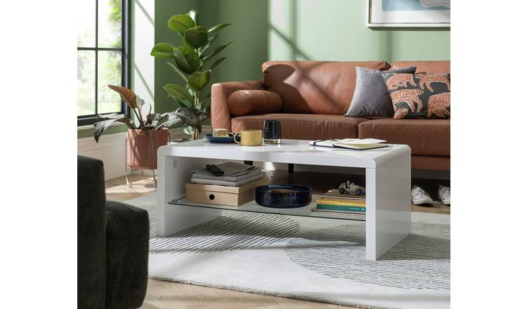 Habitat Sleigh Coffee Table - Gloss Grey