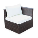 Alice's Garden Benito rattan and aluminium 5-seater garden sofa se chocolate / off white cushions