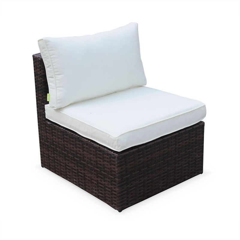 Alice's Garden Benito rattan and aluminium 5-seater garden sofa se chocolate / off white cushions