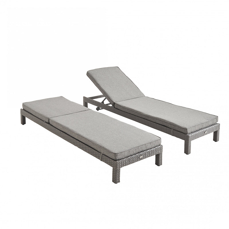 Alice's Garden Pisa: Set of 2 rattan sun loungers grey / charcoal grey