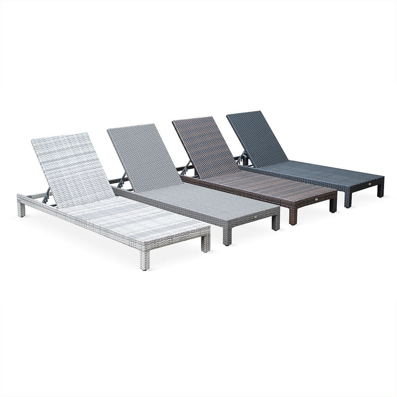 Alice's Garden Pisa: Set of 2 rattan sun loungers grey / charcoal grey