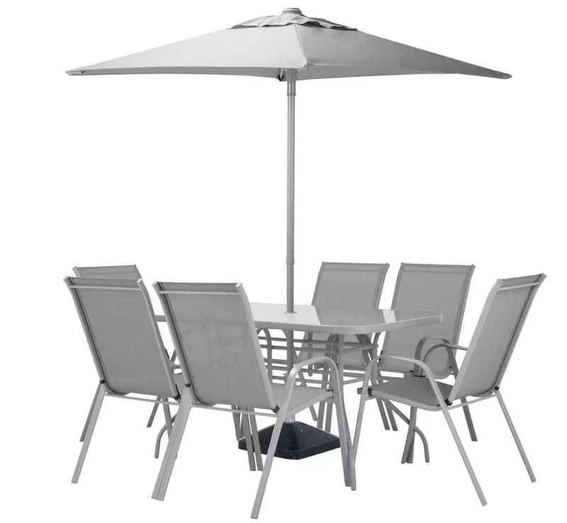 Home Sicily 6 Seater Metal Patio Set - Grey