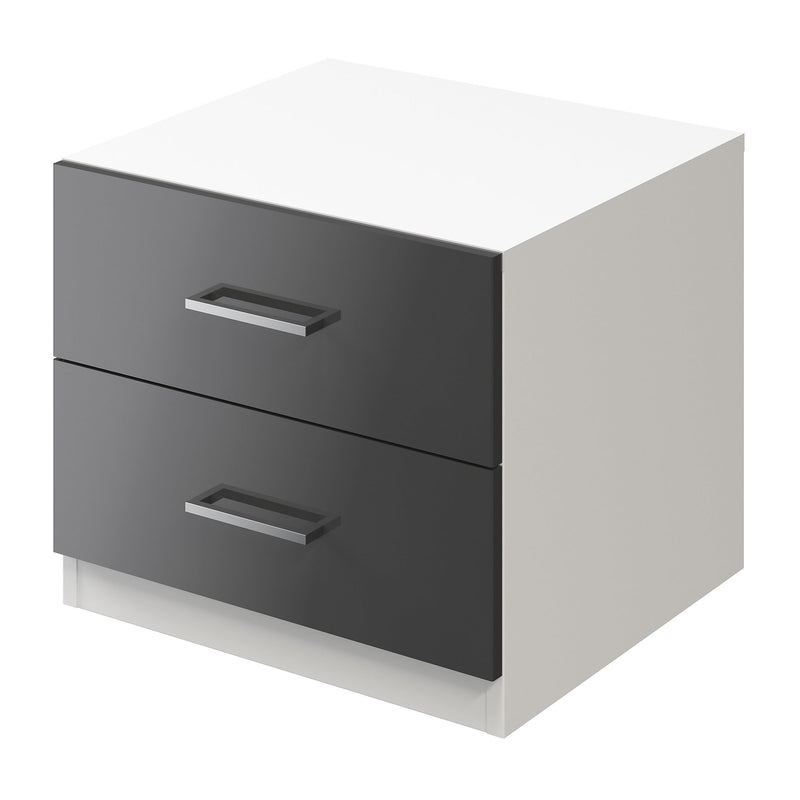 Atomia Freestanding Gloss anthracite & white 2 Drawer Bedside table (H)429mm (W)500mm (D)466mm