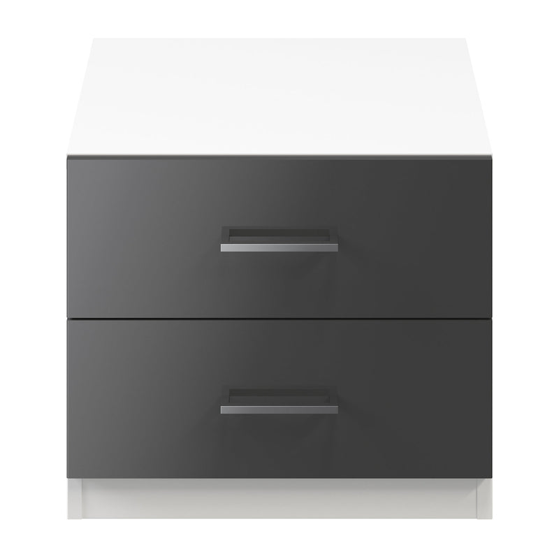 Atomia Freestanding Gloss anthracite & white 2 Drawer Bedside table (H)429mm (W)500mm (D)466mm