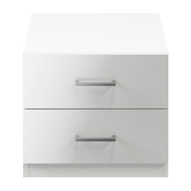 Atomia Freestanding Gloss white 2 Drawer Bedside table (H)429mm (W)500mm (D)466mm