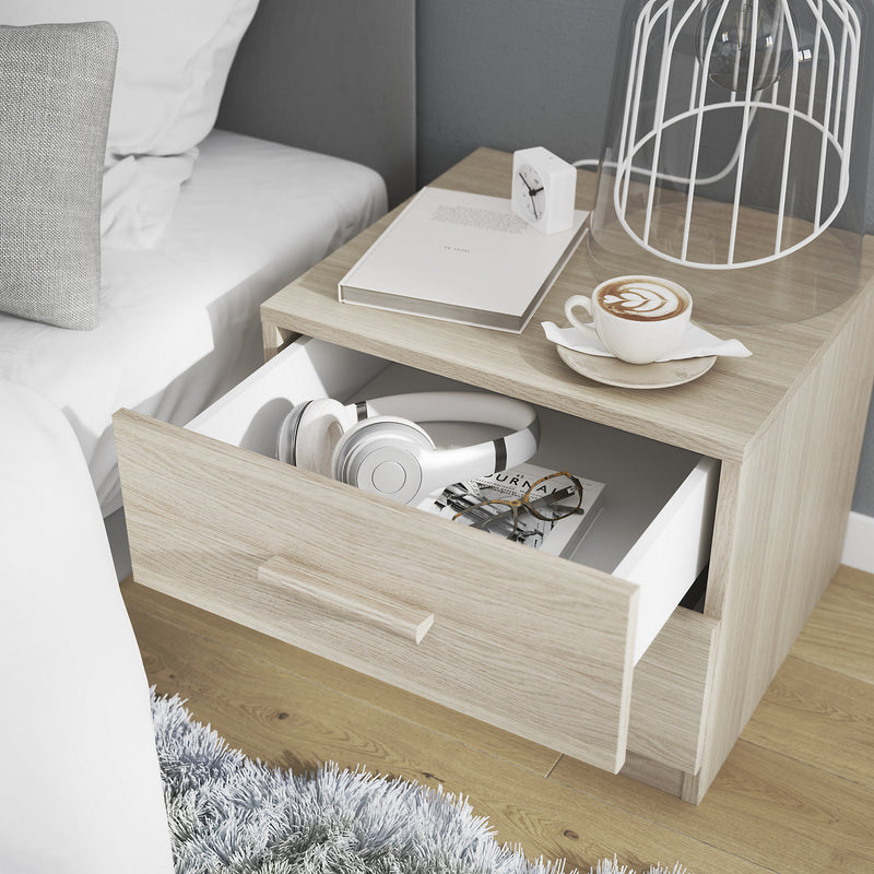 Atomia Freestanding Matt brown oak effect 2 Drawer Bedside table (H)429mm (W)500mm (D)466mm