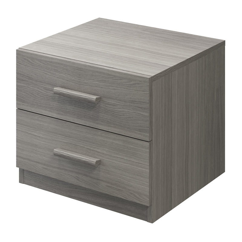 Atomia Freestanding Matt grey oak effect 2 Drawer Bedside table (H)429mm (W)500mm (D)466mm